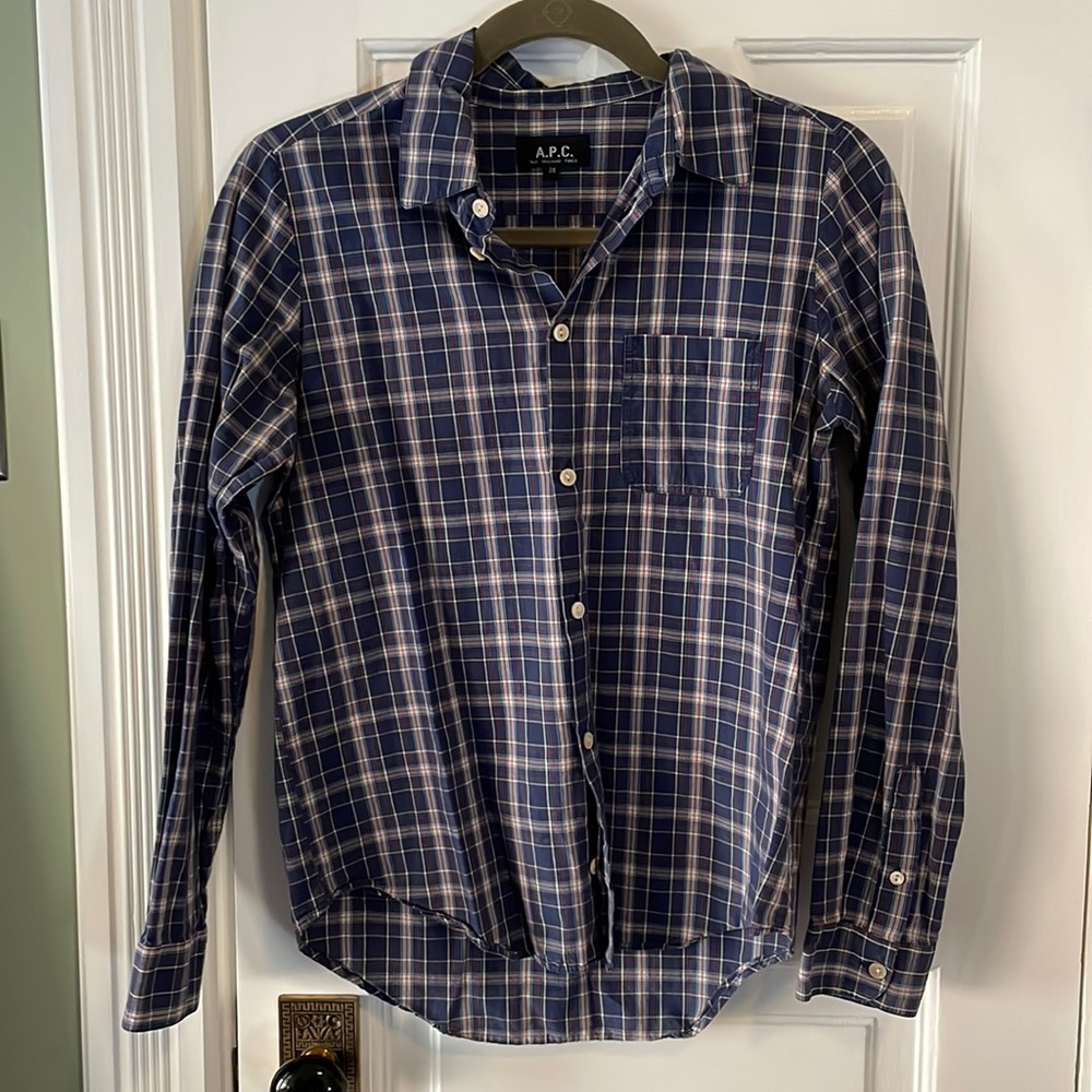 A.P.C. Shirt, beautiful button down. Great holiday season colors. Size 36